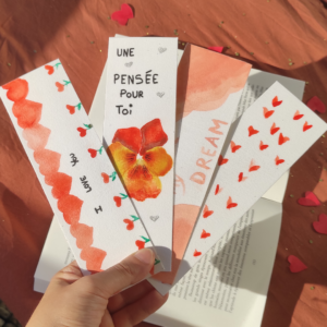 Atelier créatif création de marque-pages à l'aquarelle Scapy art Saint valent strasbourg mon amour